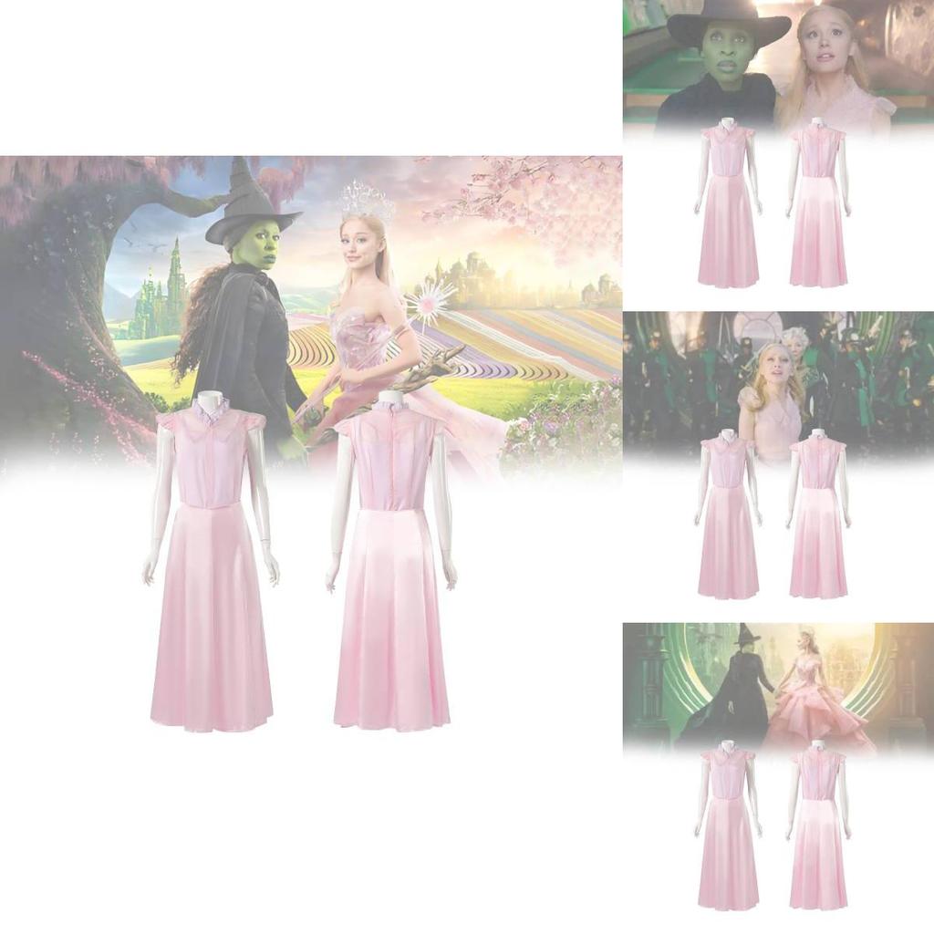 Enchanting Glinda Costume Dress For Women Featuring Vibrant Pink Corset Style Design For Magical Wicked Cosplay