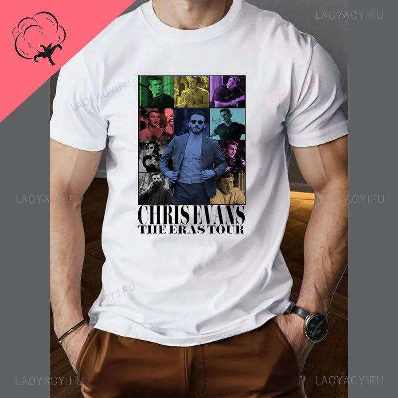 CHRIS EVANS T Shirt The Eras Tour Cotton Crewneck Fashion America Vintage Short Sleeves Y2k Clothing S