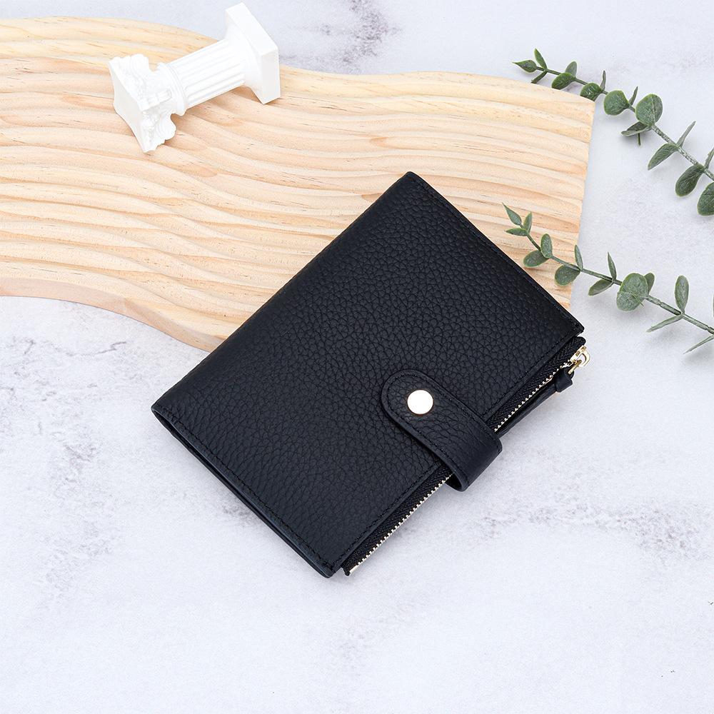 

Genuine Leather Women s Wallet Fashionable Multi-card Vertical Folding Large-capacity First-layer Cowhide 15x10x2cm чёрный