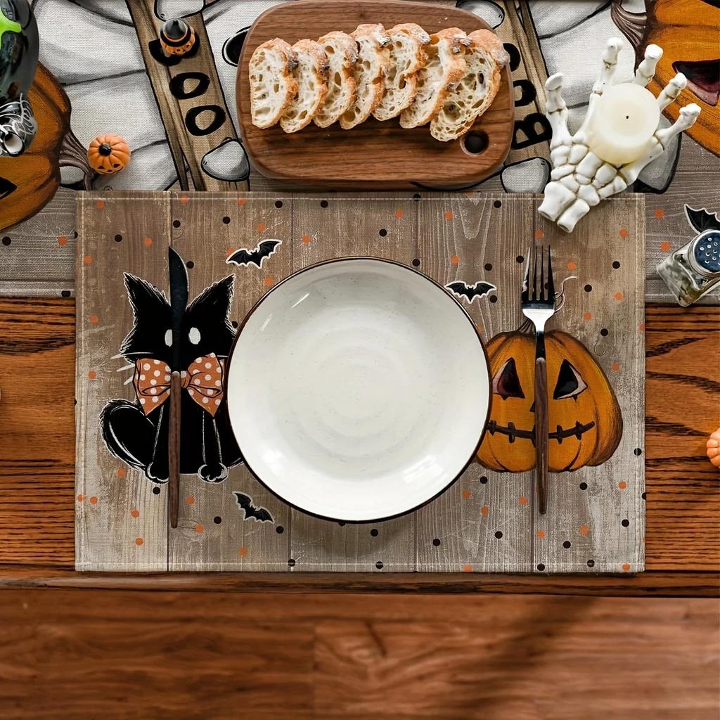 1 PC Halloween Themed Placemats Rectangular Table Mats for Home & Party Decor Machine Washable Rectangle Table Mats