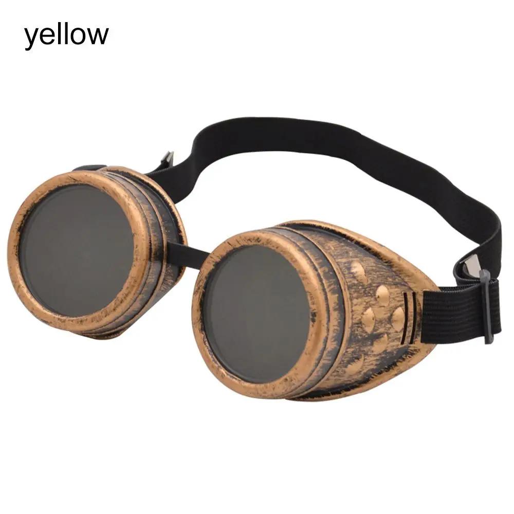 Steampunk Motorcycle Goggles with Spiked Rivets Vintage Round Cosplay Sunglasses for Welding and Cyber-Goths