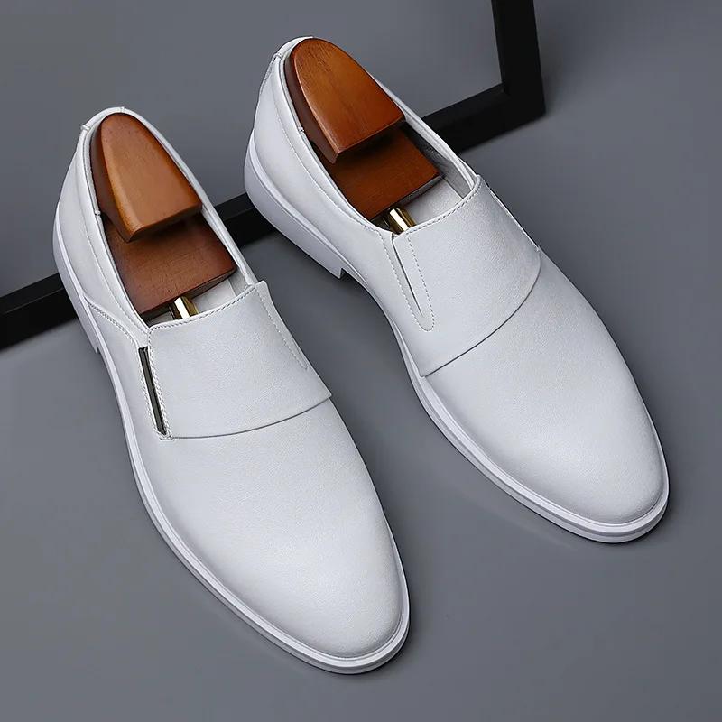 Men's Leather Shoe Fashion Dress Shoes Man Pointed Toe Split Casual Formal Loafers Business Wedding Oxfords Shoes for Men