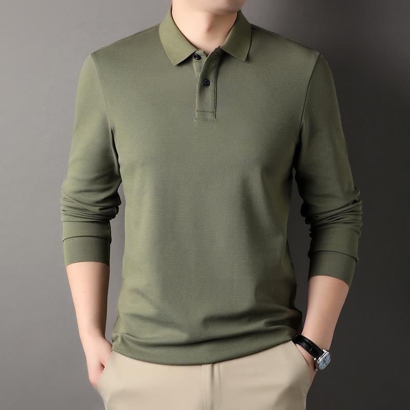 Fall Men's Long Sleeve Polo Shirt Men's Fashion Casual New Style Lapel Cotton Solid Color Men's T-shirt
