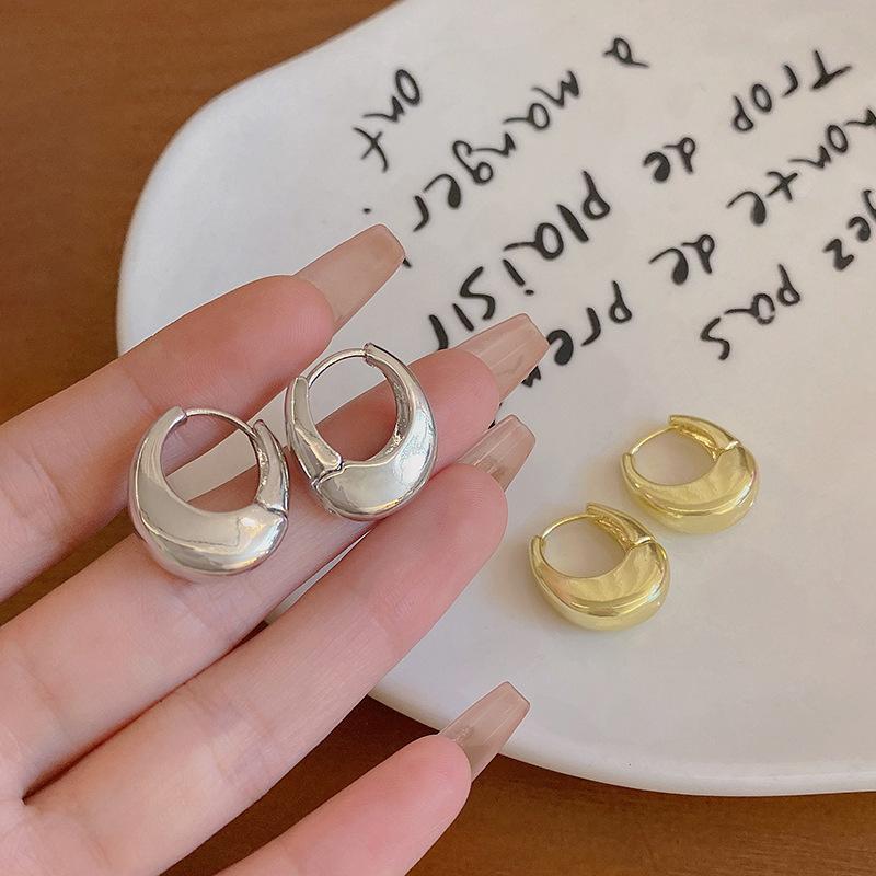 Geometric Plain Ring Metal Earrings Femininity Light Luxury Niche Design High-end Stud Earrings Cold Wind Ear Jewelry