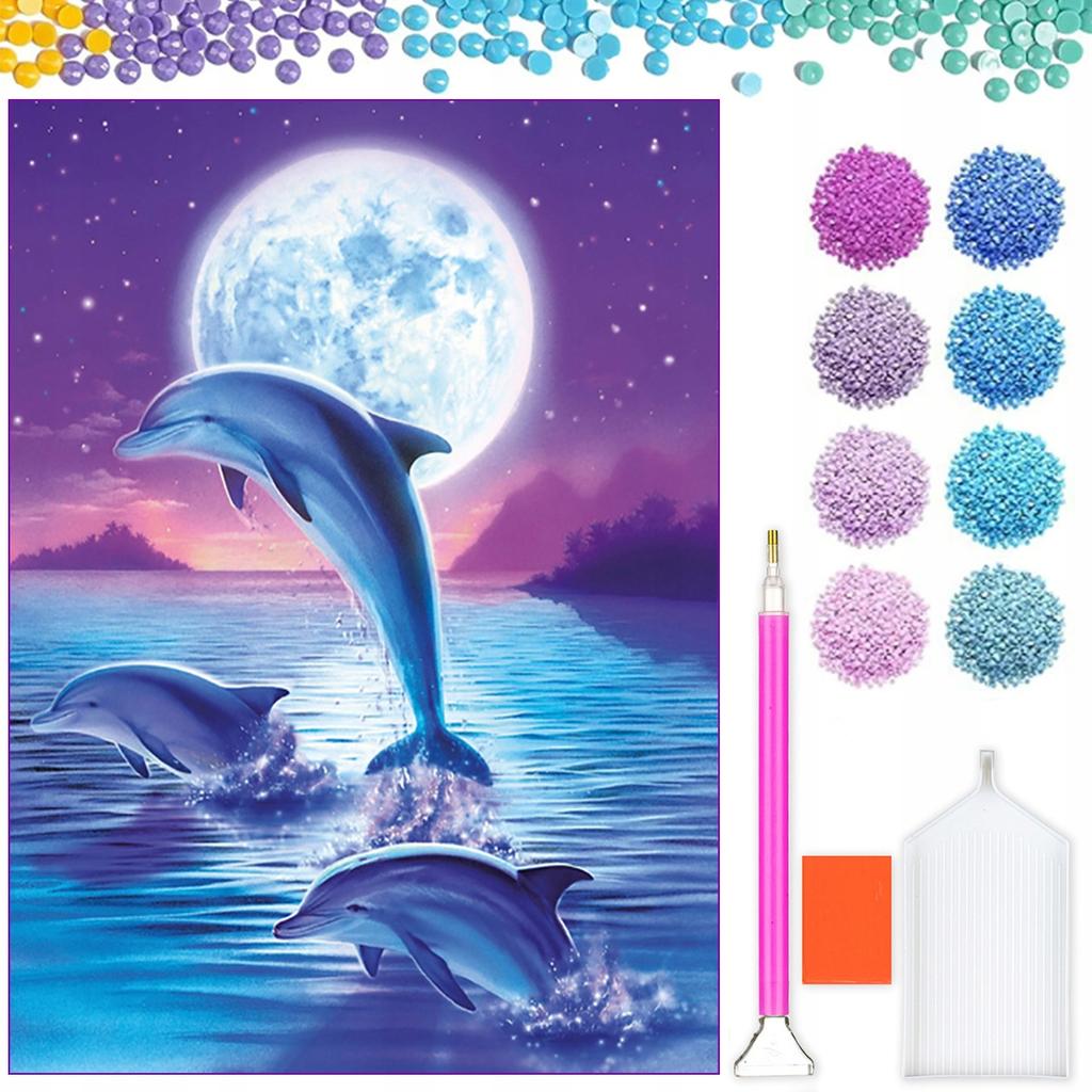 Ob_L_100 - Diamond Painting 30X40 - Zwierzeta, Delfin