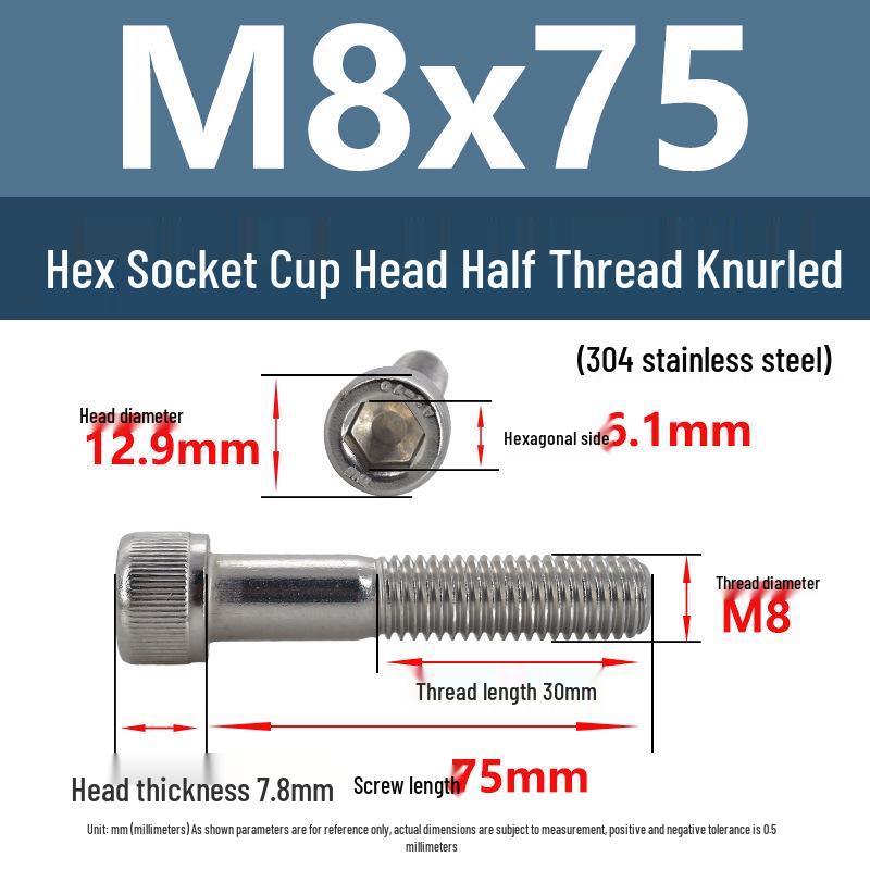 304 Stainless Steel Hex Socket Screws M4-M20, Cylindrical Head, Partial Thread Bolts