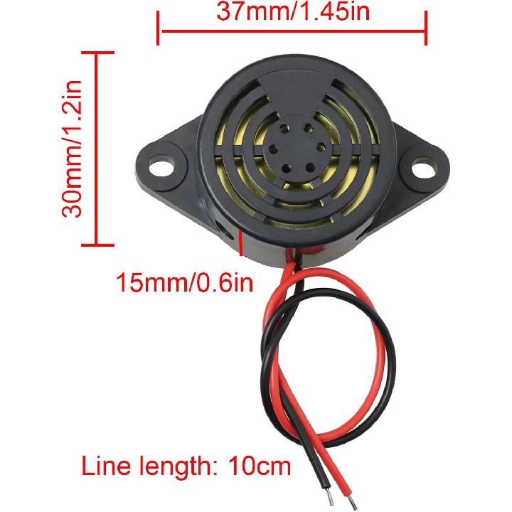 MEETOOT Piezo Electric Tone Buzzer Alarm DC 3-24V 30x15mm High Decibel Continuous Sounder Electronic Buzzer Alarm for Physics Circuits Continuous