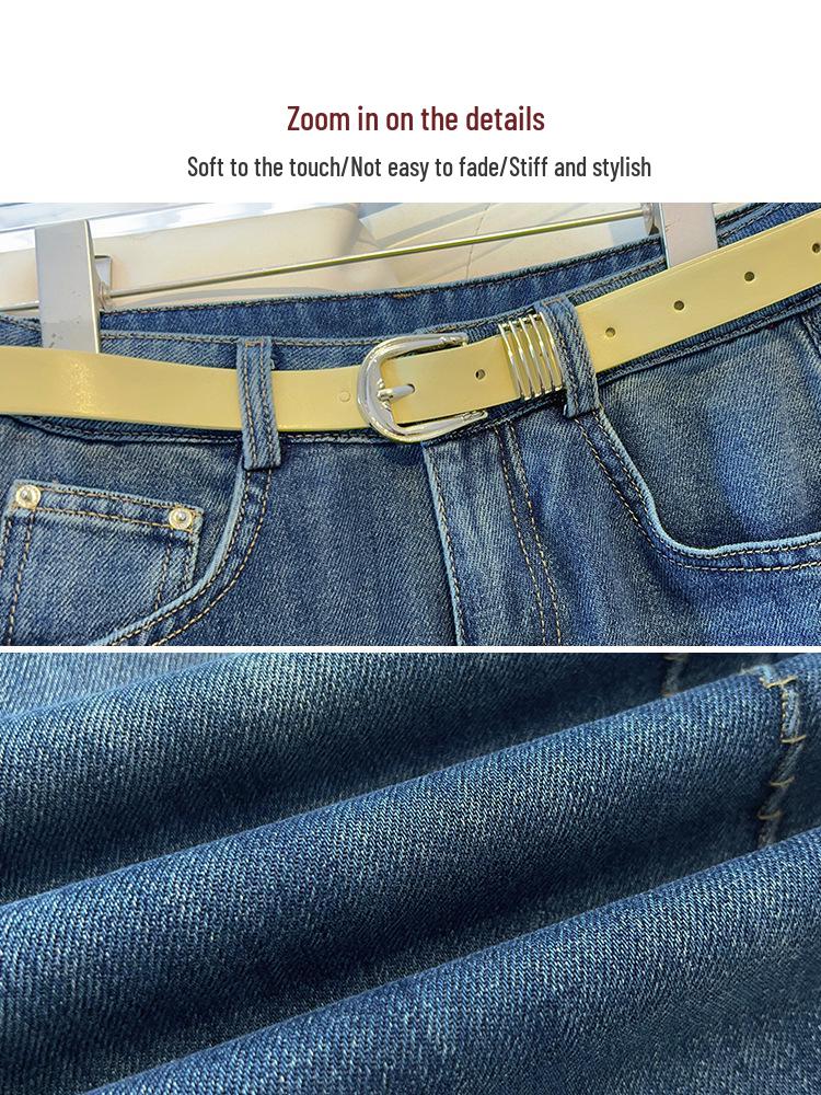 Damen Hellblaue Weitbein-Hose, Hohe Taille, Slim Fit für Birnenform - Frühling/Herbst 2025 Trend