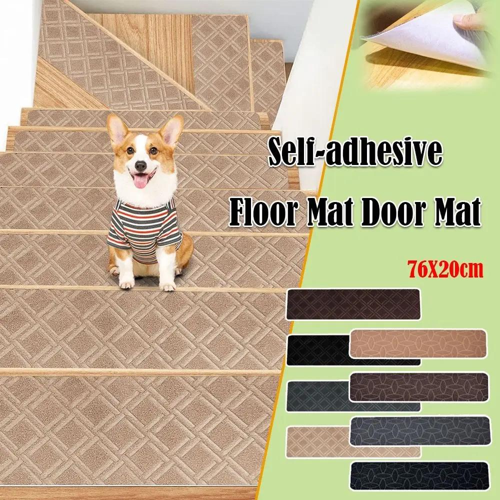 New 76X20cm Staircase Mat Non-Slip Self-adhesive Door Mat Soft Stripe Safety Stair Tread Carpet Mat Home Decor