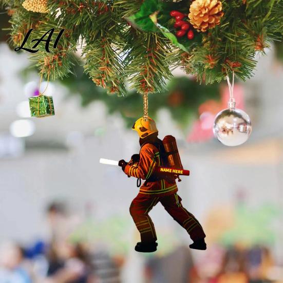 Rear View Mirror Accessories Christmas Tree Firefighter Ornament with Lanyard Widely Used