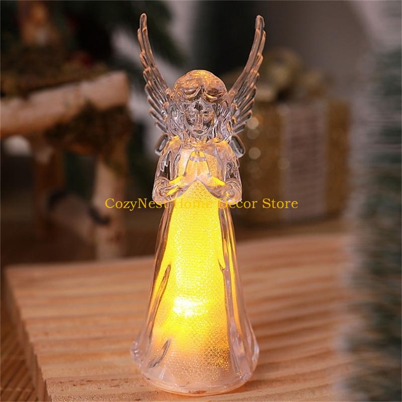 

92MF Sparkling LED Angel Figurines 4PCS Transparents Acrylic Nightlight Ornaments Prayer Room Decoration China Mainland