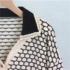Autumn And Winter Checkered V Neck Knitted Cardigan Suit Women's Wide Leg Pants Two Piece Set