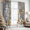 2pcs Christmas tree snowman white printed blackout curtains insulation multiple sizes living room decoration, machine washable