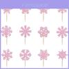 Christmas Snowflake Cake Toppers With Shining Design Paper For Holiday Party Decor