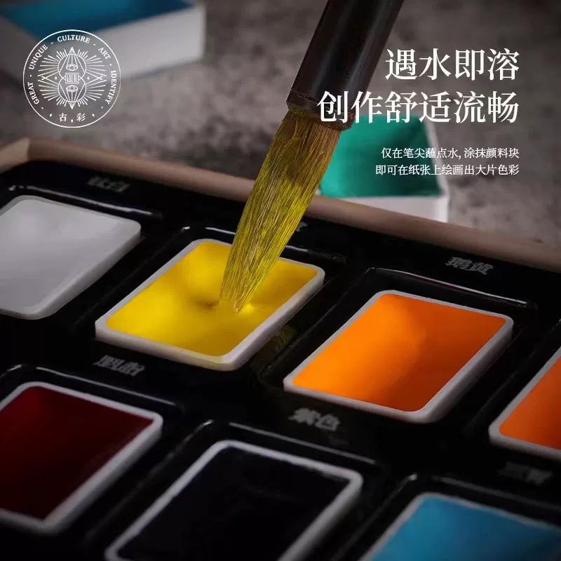 Paul Rubens Chinese Painting 12/24 Color Solid Watercolor Paint Set Package Landscape Ink Painting for Beginner Drawing