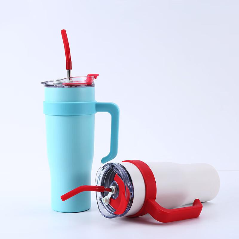 40oz Stainless Steel Insulated Tumbler with Handle and Straw