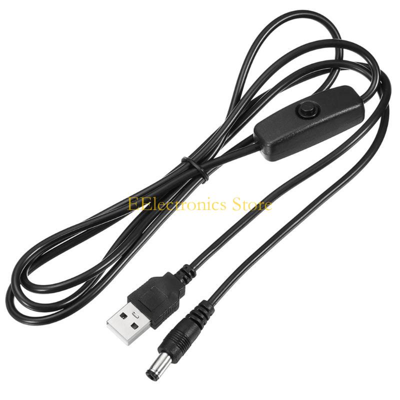 B03C Reliable USB Cable with ON Off Button 5V Plug Connectors Easy Device Management USB to 5v Power Cable 1.5m