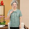 Women's Plus Size Summer Floral Embroidered Short Sleeve Blouse