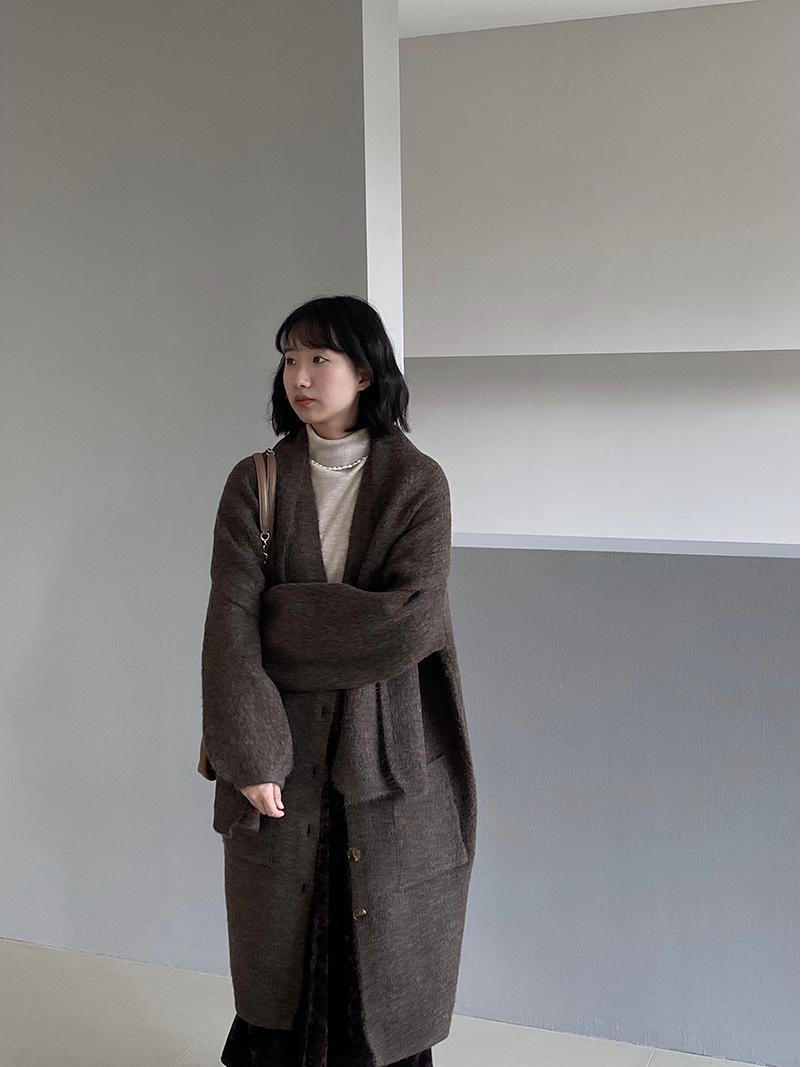 

Длинный белый кардиган с шарфом в стиле ленивой моды Jiangzuo - зимнее пальто One Size