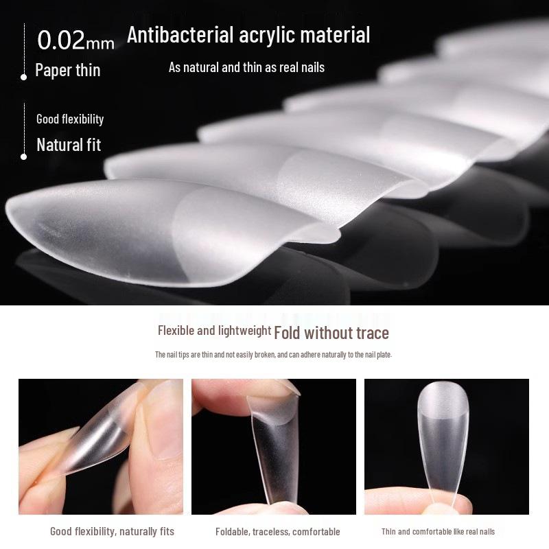 Matte Mandelfarbene Wassertropfen-Press-On-Nägel - Dünn, Nahtlos, Transparent, Dual-Use Aufklebbare Nagelverlängerungen