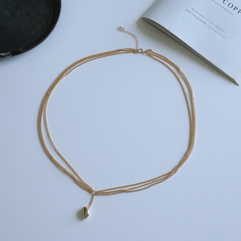 Europe, America, multi-layer alloy chain, shell pendant, body chain, female, sexy punk metal waist chain.