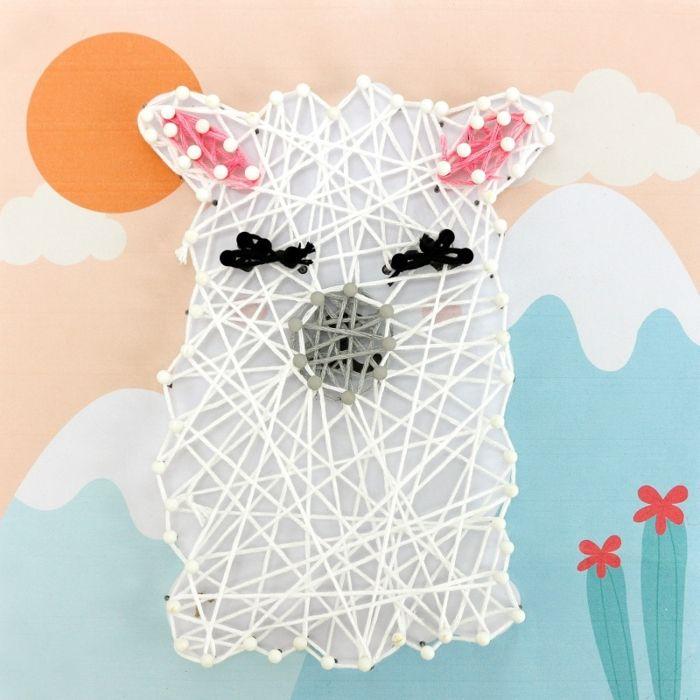 String art - Lama - 21 x 21 cm - Décoration murale - Intérieur - Contemporain - Design