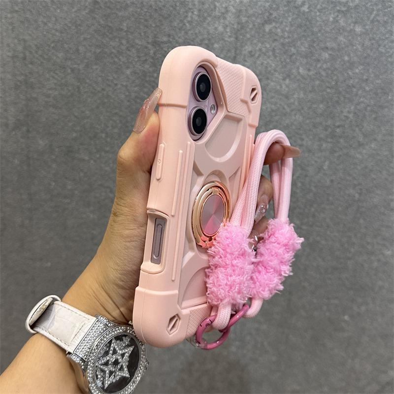 Suporte de Anel 3 em 1 Capa Resistente para iPhone 16 17 15 14 13 12 11 Pro Max Plus Air Anti-choque à Prova de Impacto Capa com Corrente de Cordão