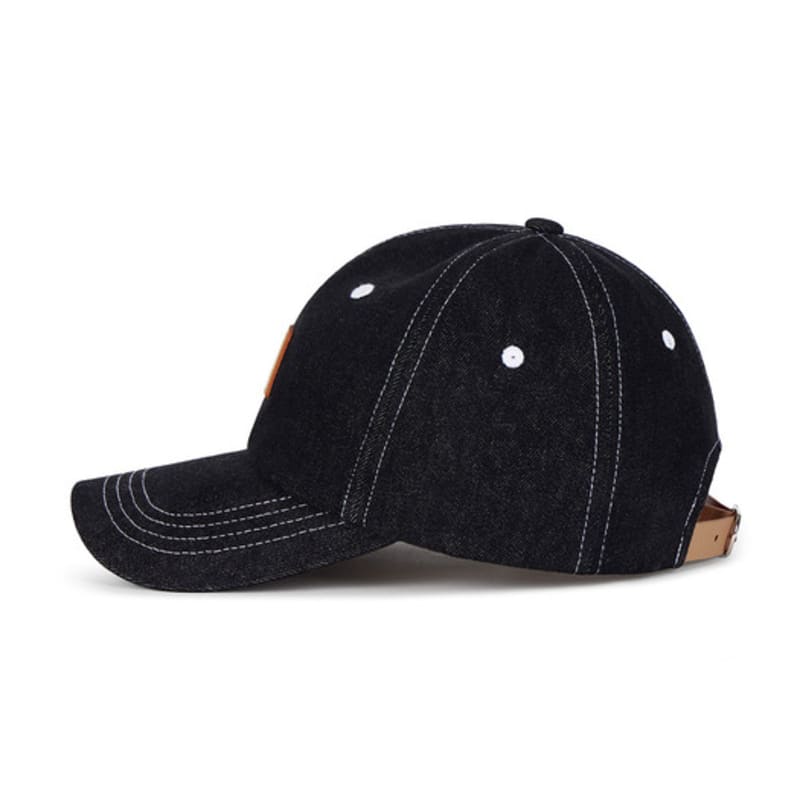 VARZAR VA Square Denim Label Ball Cap Black