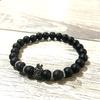 8.5MM Alloy Crown Lion Head Black Men's Bracelet
