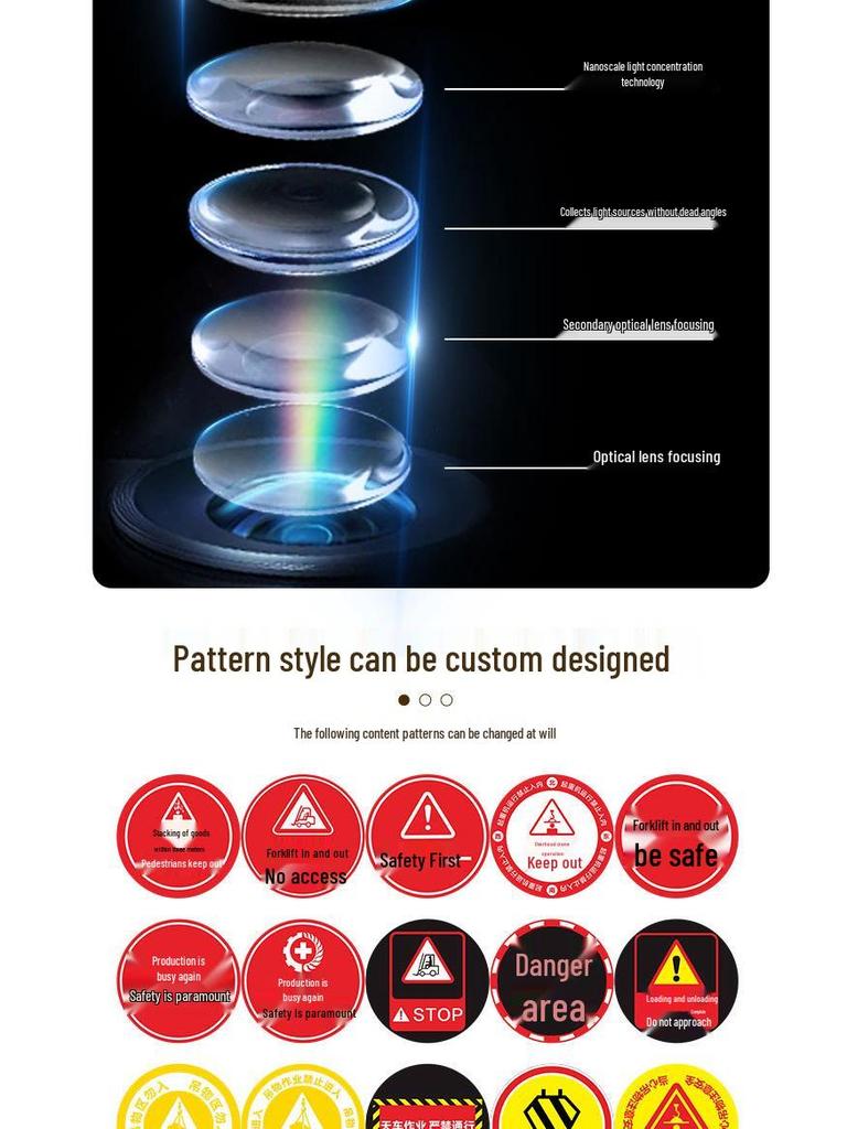 High-Power Industrial Crane Warning Light: Dynamic Zebra Crossing Projector