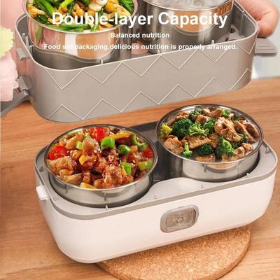 Tragbare doppelwandige Thermoisolier-Bento-Box mit Edelstahleinsätzen Haushalts-Lebensmittelwärmbehälter-Boxen Neu Gleichmäßige Erwärmung Elektrische Lunchbox