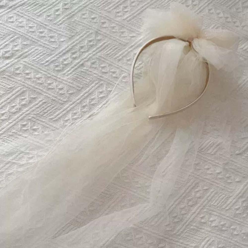 Flowing Bow Veil Hair Hoop Polyester Bridal Tulle Fashion Girls Head Gauze Party Cosplay