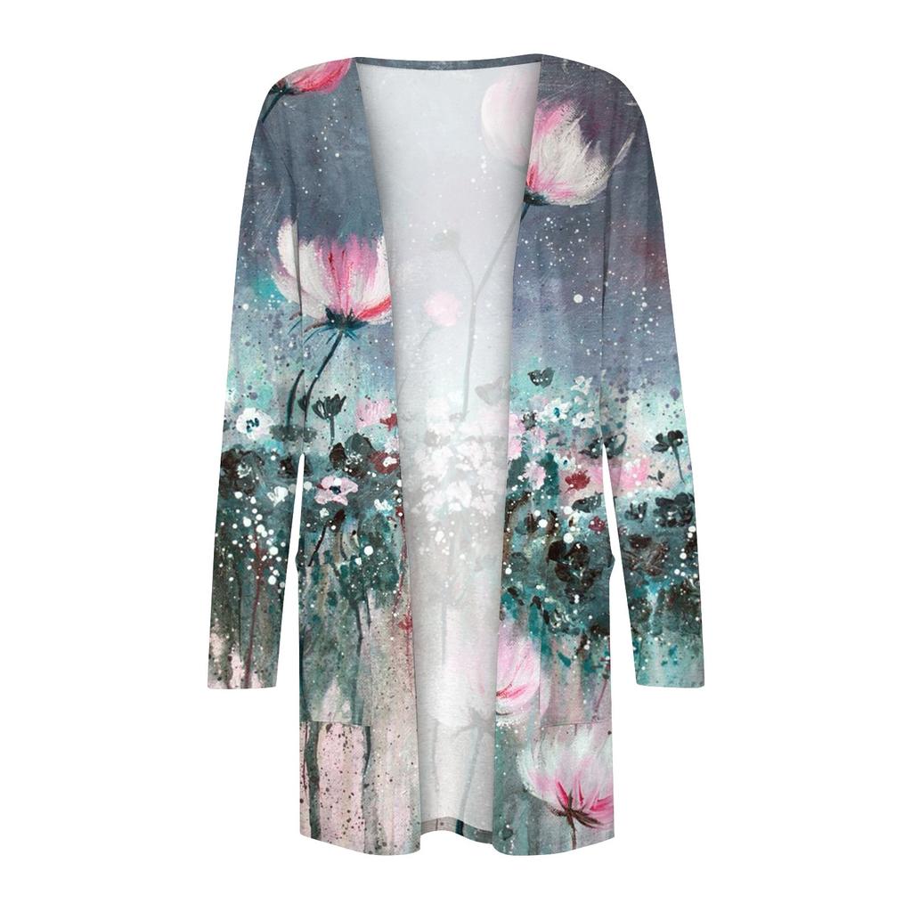 Dámská lehká a tenká bunda s dlouhým rukávem s retro potiskem