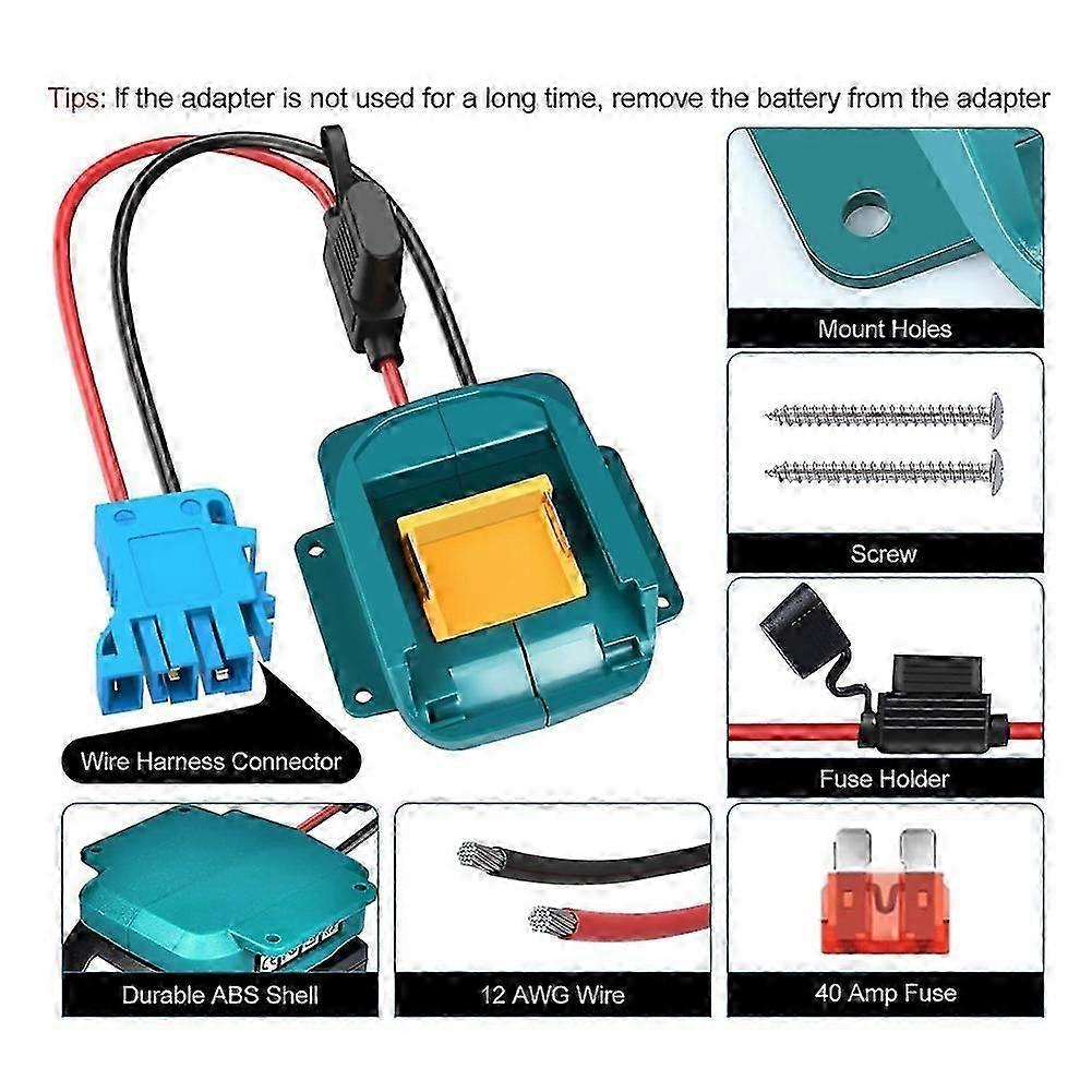 Power Wheel Adapter for Makita 18V LXT Battery with Wire Harness Connector & Fuse for Peg-Perego 12
