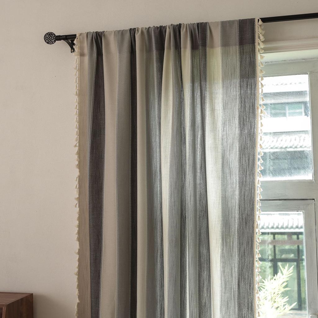 Long Stripe No Punching Bedroom Kitchen Living Room Floating Curtains Finished Small Curtains Partition Curtains