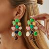 Bohemian Colored Acrylic Diamond Stud Earrings, Stylish Irregular Resin Pendant Earrings