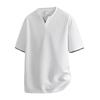 Contrast color stitching small V-neck short-sleeved T-shirt for men summer new trendy loose casual T-shirt