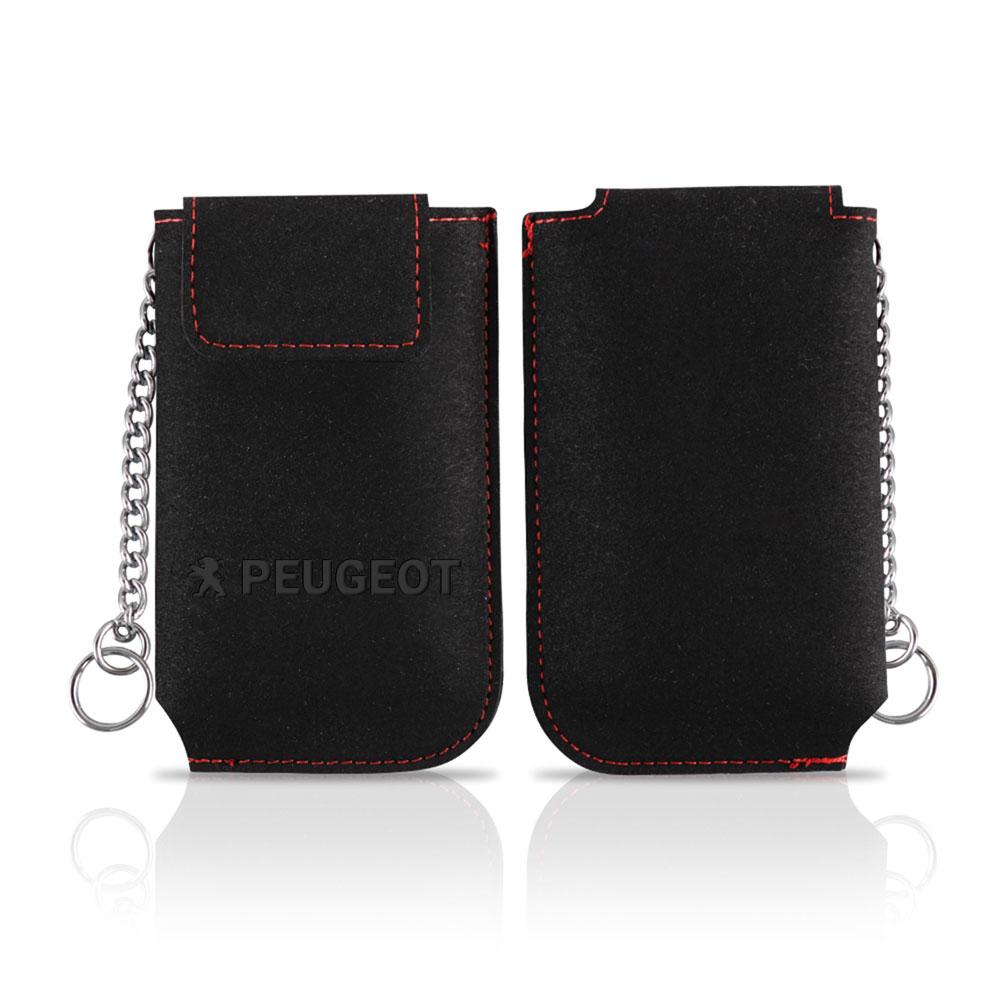 1pc Suede Leather Snap Fastener Style Car Key Fob Shell O Key Case Hub Cap For Peugeot 308 307 206 208 2008 107 306 Accessories