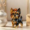 Fake Crystal Cat/Dog Figurines Resin Painted Animal Statue Resin Animal Artwork Sculpture for Home Office Shelf Desk Table Decor