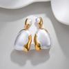 Xiaohongshu Top-Selling Geometric Enamel Color Block Earrings: Fashionable High-End Stainless Steel Jewelry for New Year