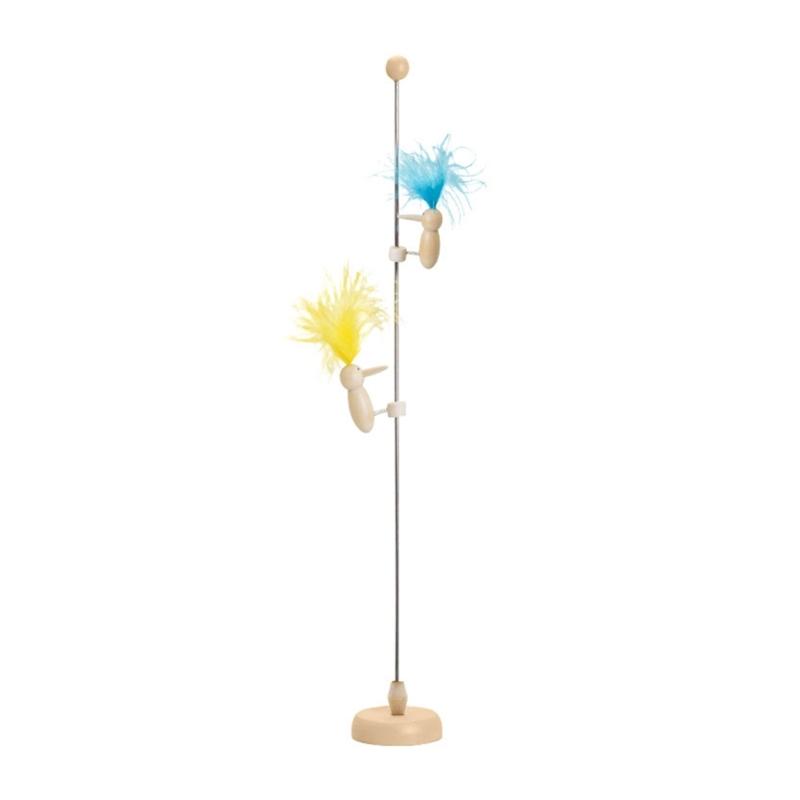 Frühling Holz Specht Unterhaltsame Katze und Stressabbauendes Haustierspielzeug Sicheres Holz Unterhaltung für Katze mit Feder