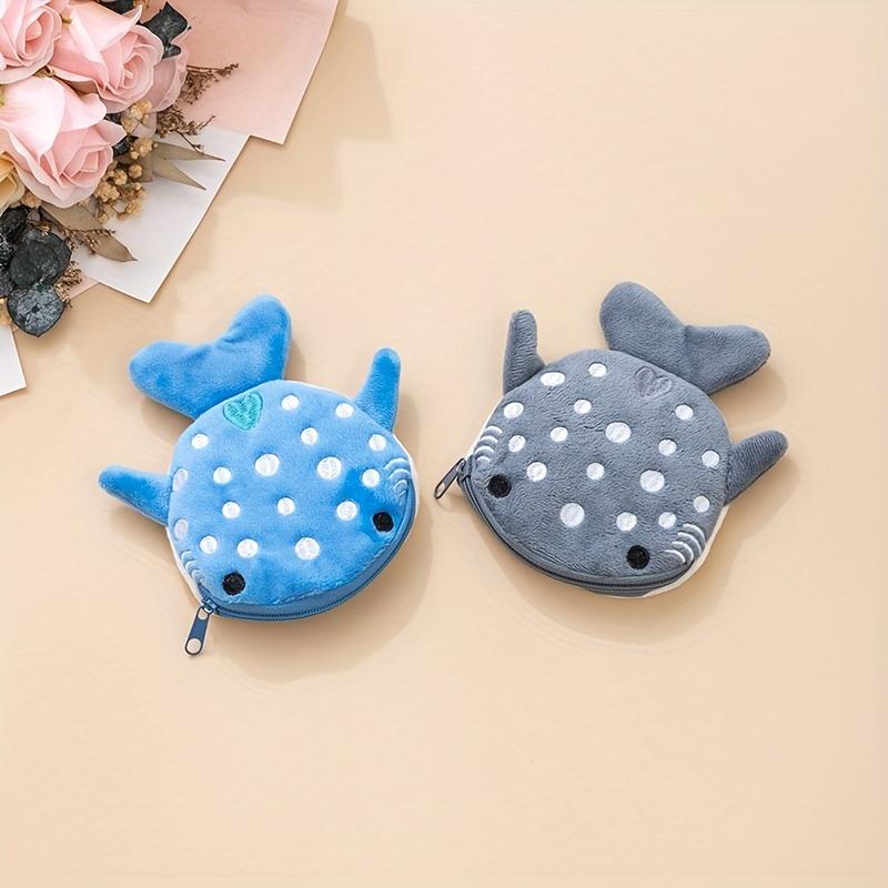 1PC Cartoon children's shark coin purse, plush zipper bag, data cable packaging, accessories, pendants, small gifts