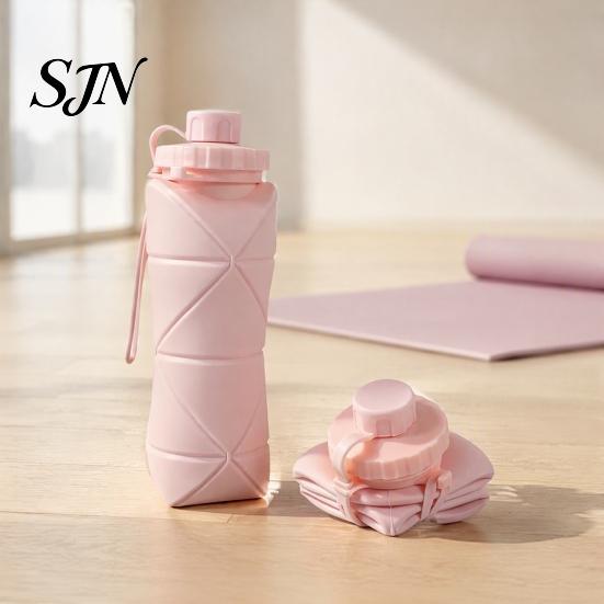 Portable Silicone Bottle for Travel 600ml Foldable Water Bottle, Food Grade Telescopic Lightweight Outdoor Cycling Container Hiking Fitness Cup Office