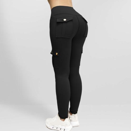 Damskie spodnie sportowe Spodnie do jogi Slim Fit Wysoka talia Elastyczna, szybkoschnąca, obcisła, miękka, oddychająca, jednokolorowe kieszenie Damskie spodnie do joggingu