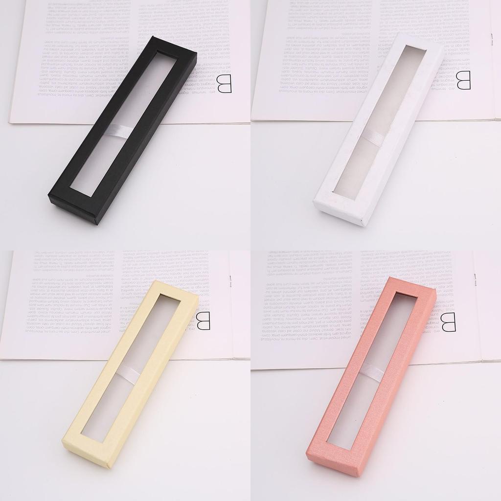Creative Transparent Pen Box With Window Cover For Office Supplies And Gift Use
