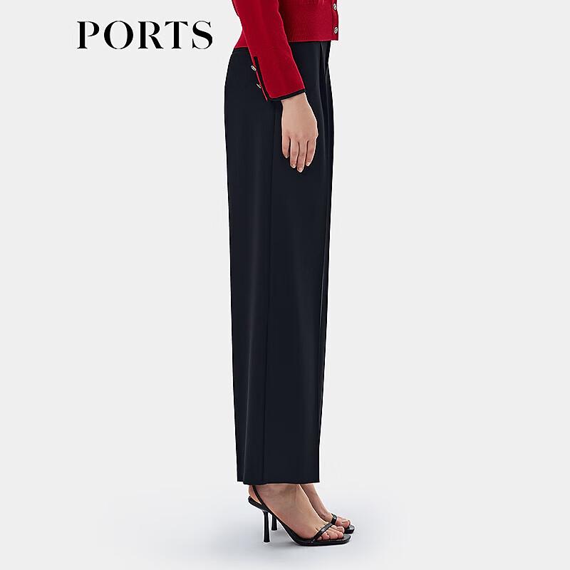 PORTS Women's Metal Buckle Wide-Leg Trousers