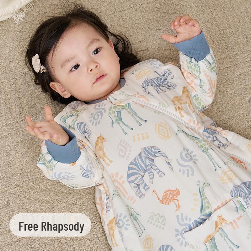 

Xiaoan Dan Baby Sleeping Bag: Autumn/Winter Bamboo-Cotton Quilted Anti-Kick One-Piece Leg Wrap One Size (Recommended Height 65-85cm)