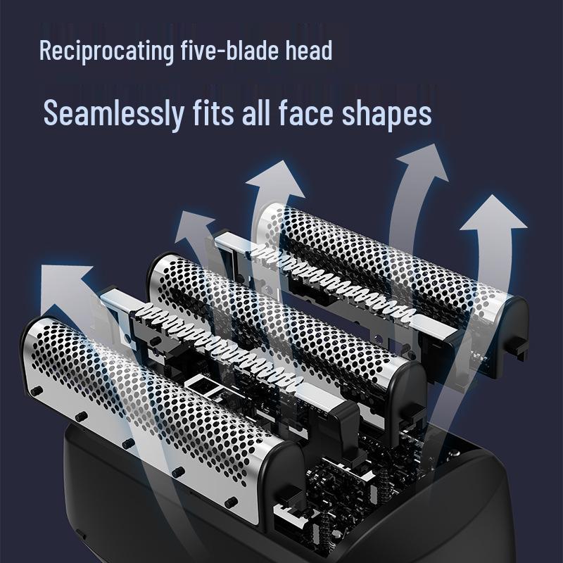 2025 High-Power Men's Electric Shaver with Digital Display & Washable Five-Blade Beard Trimmer