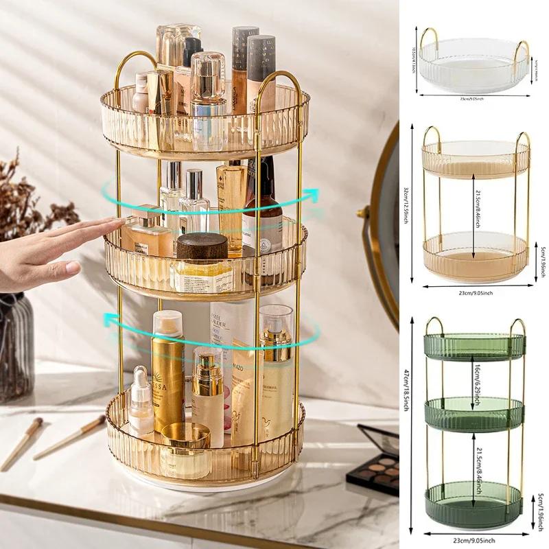 360° Rotatable Desktop Cosmetic Rack Bathroom Shelf Large-capacity Perfume Aromatherapy Skin Care Product Storage Rack Organizer