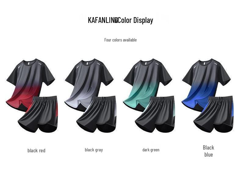 Men's Quick-Dry Ice Silk Sports T-Shirt & Shorts Set - Summer Running, Fitness, Basketball, Badminton Uniform